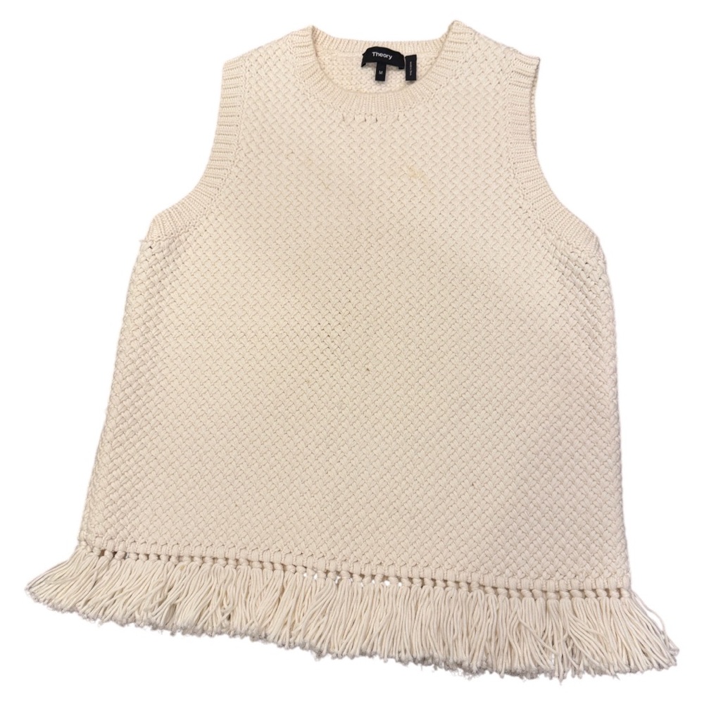 Theory Knit Top with Fringe, Size M